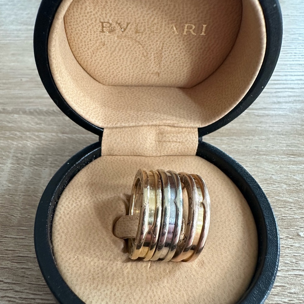 Bvlgari B.zero 1 Stacked Rings 18kt rose gold, white gold and yellow gold.